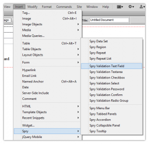 dreamweaver validation menu item