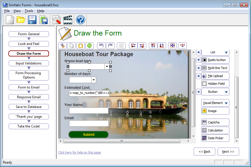 Visually design the form