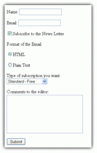HTML form tutorial example 2