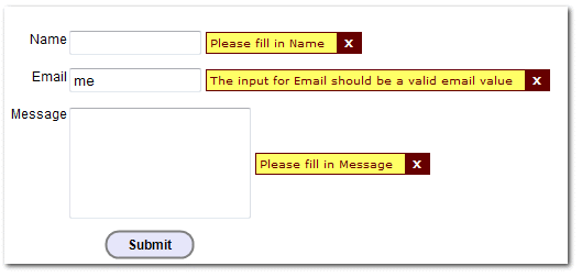 HTML form validation sample